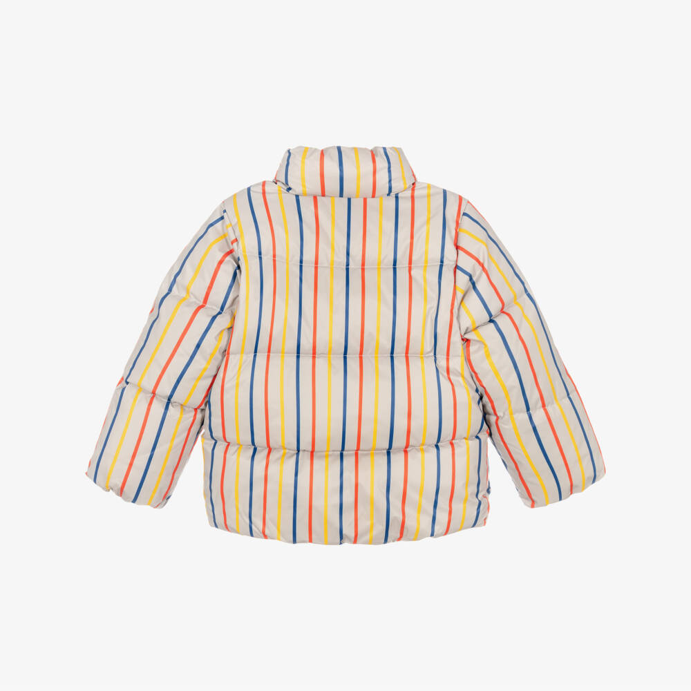Mini Rodini-Beige & Multicolour Striped Puffer Jacket | Childrensalon Outlet