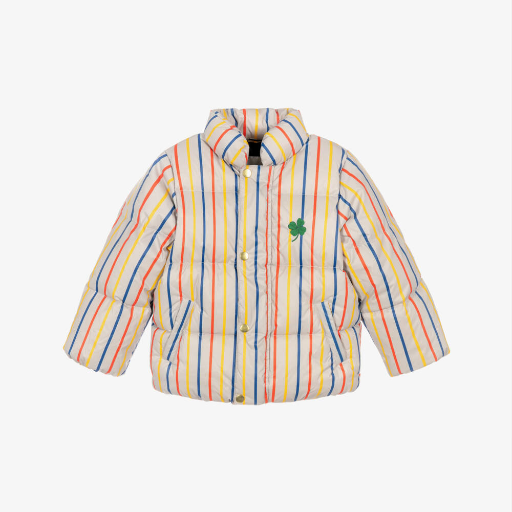 Mini Rodini-Beige & Multicolour Striped Puffer Jacket | Childrensalon Outlet