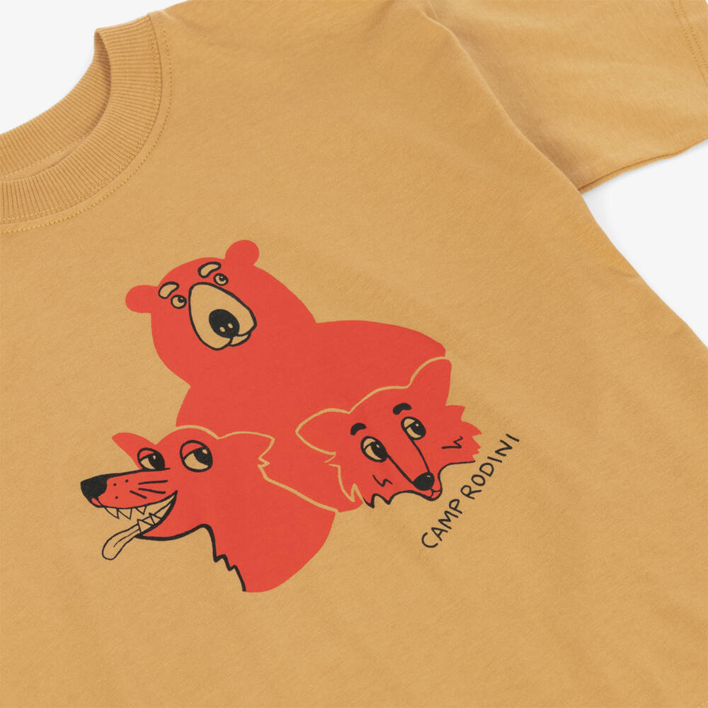 Mini Rodini-Beige Organic Cotton Animal Camp T-Shirt | Childrensalon Outlet