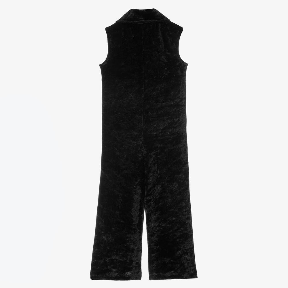 Mini Rodini-Black Cat Velour Jumpsuit | Childrensalon Outlet