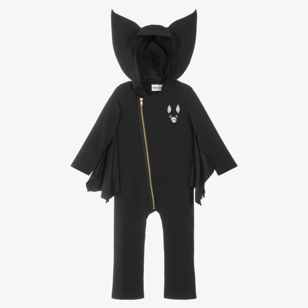 Mini Rodini-Black Cotton Jersey Bat Jumpsuit | Childrensalon Outlet