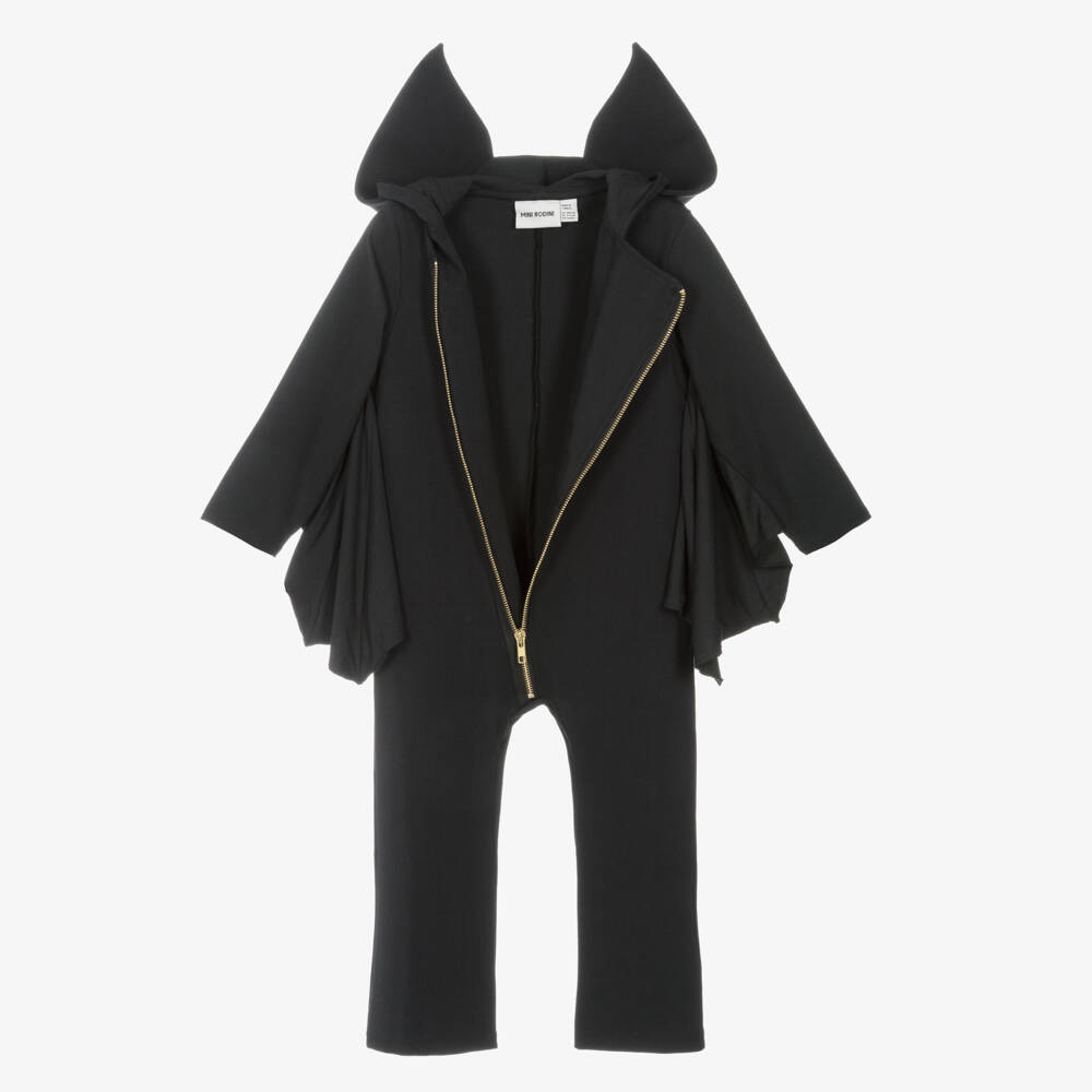 Mini Rodini-Black Cotton Jersey Bat Jumpsuit | Childrensalon Outlet