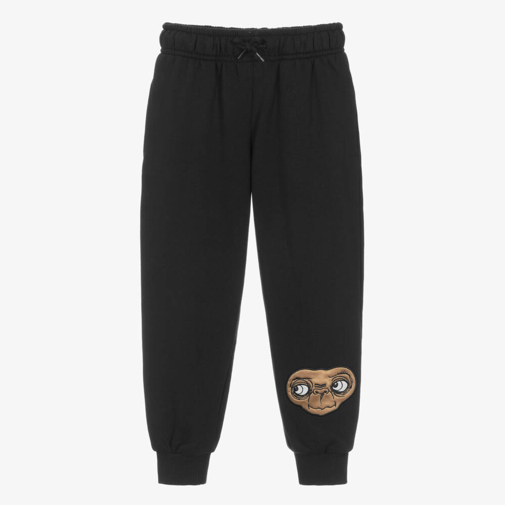 Mini Rodini-Black Cotton Joggers with Brown Satin E.T. Appliqué | Childrensalon Outlet