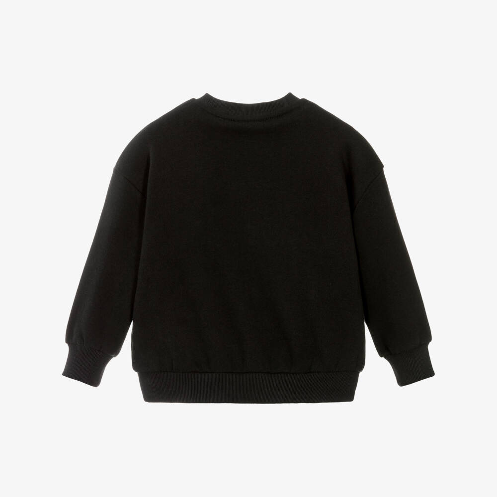 Mini Rodini-Black Cotton Sweatshirt with Mammoth Motif | Childrensalon Outlet