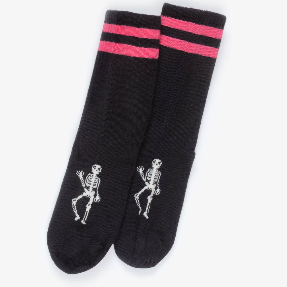 Mini Rodini-Black & Grey Organic Cotton Bat & Skeleton Socks (3 Pack) | Childrensalon Outlet