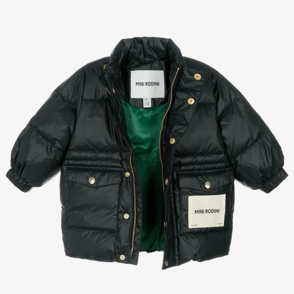 Mini Rodini-Black Hooded Puffer Coat | Childrensalon Outlet