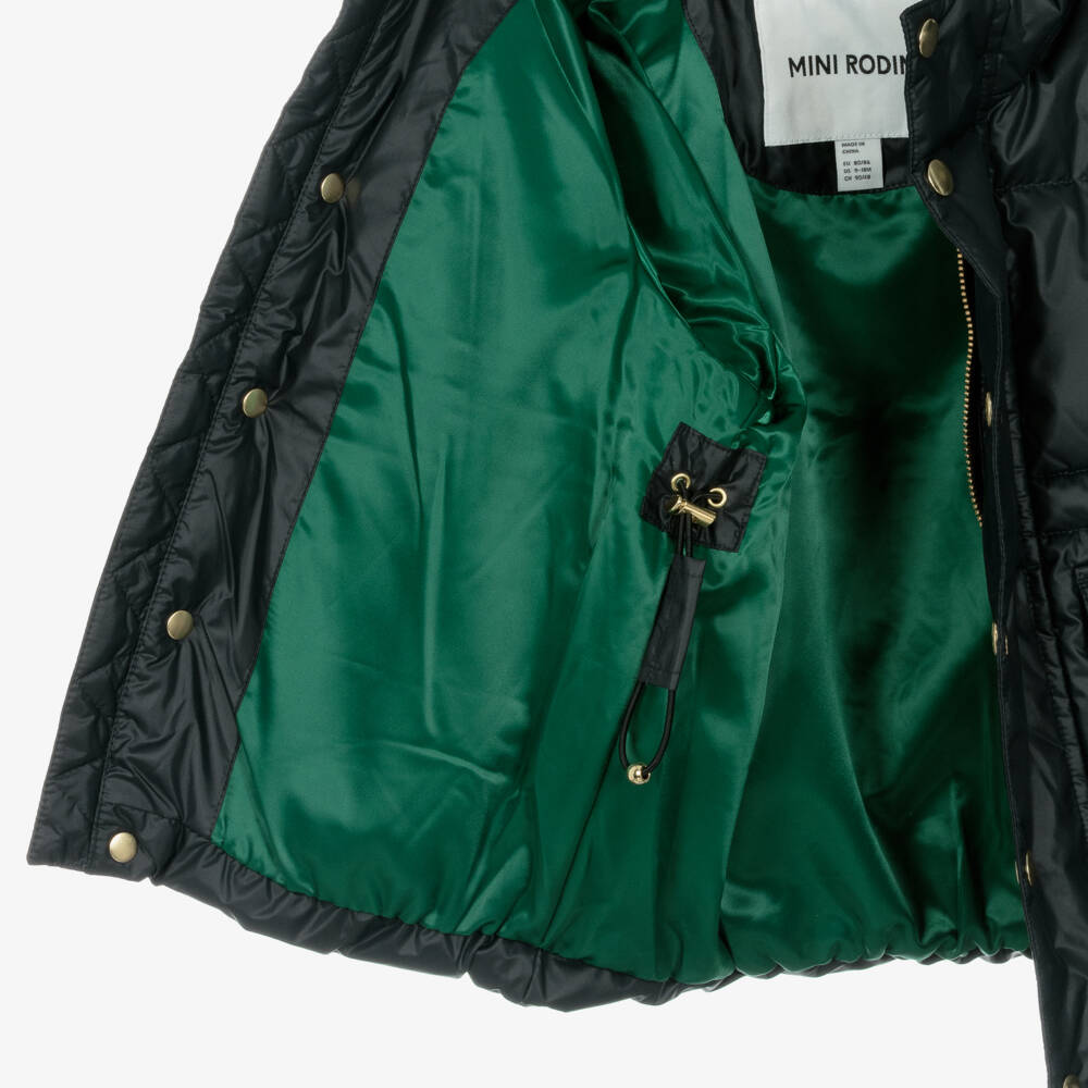 Mini Rodini-Black Hooded Puffer Coat | Childrensalon Outlet