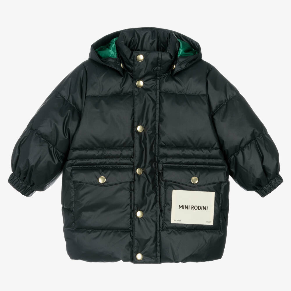 Mini Rodini-Black Hooded Puffer Coat | Childrensalon Outlet