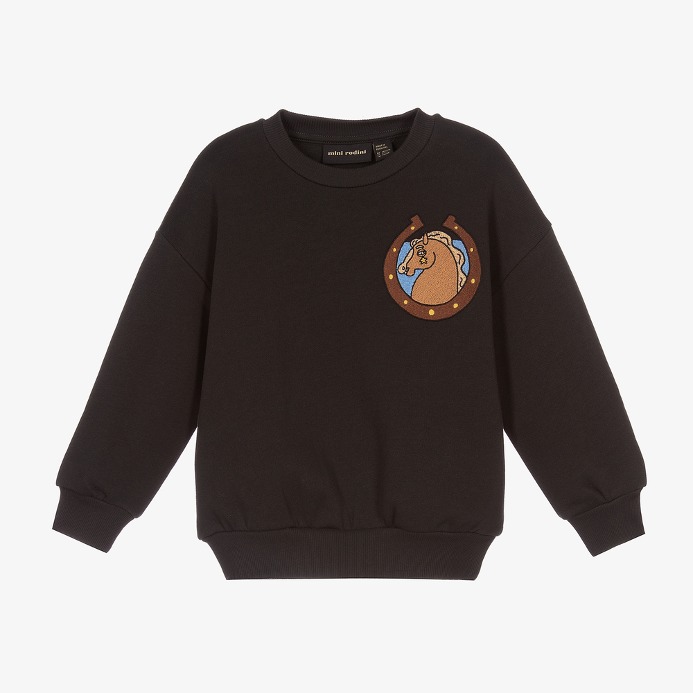 Mini Rodini - Black Horseshoe Sweatshirt | Childrensalon