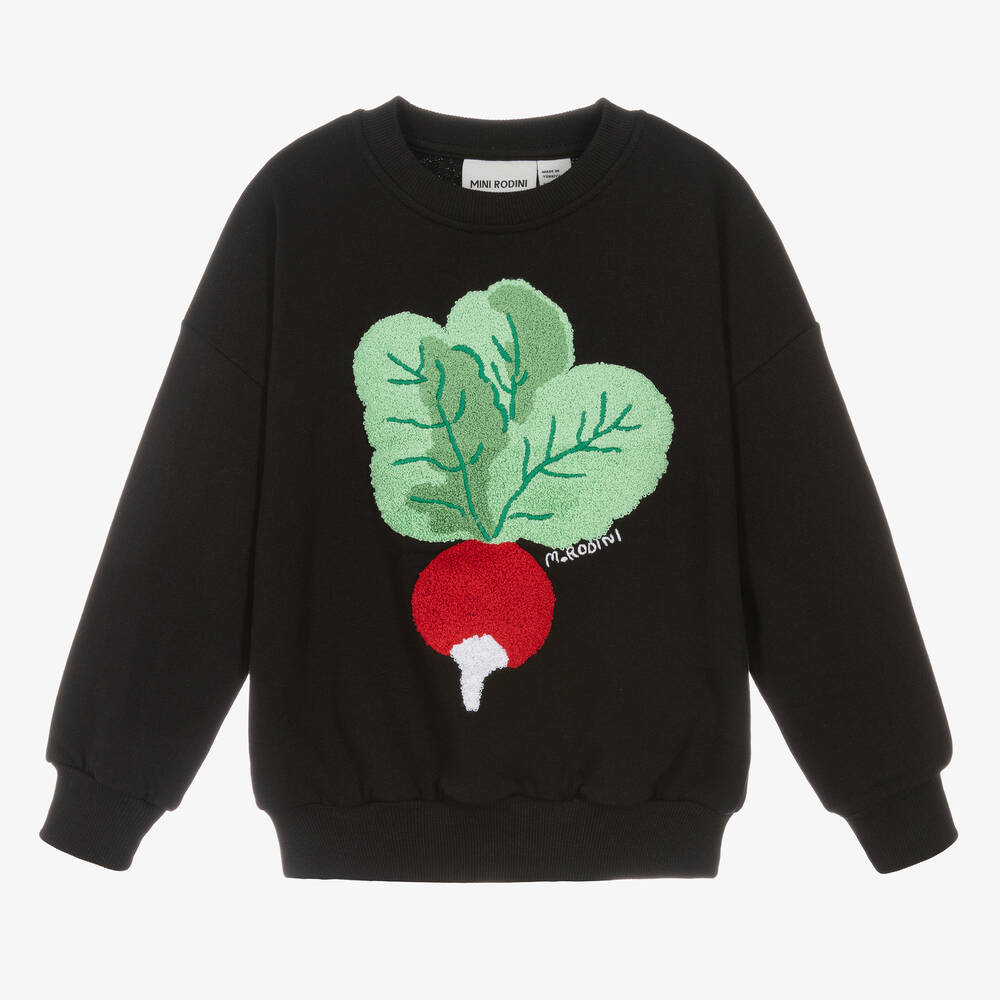 Mini Rodini - Black Organic Cotton Radish Sweatshirt | Childrensalon