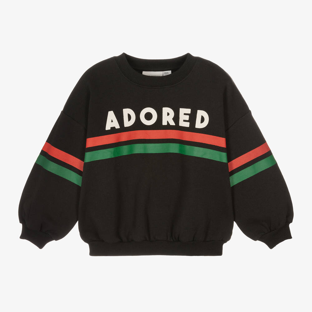Mini Rodini-Black Organic Cotton Slogan Sweatshirt | Childrensalon Outlet