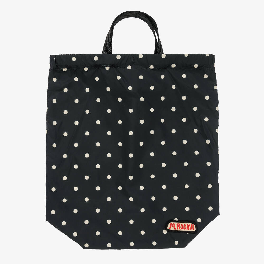 Mini Rodini - Black Polka Dot Drawstring Bag (34cm) | Childrensalon