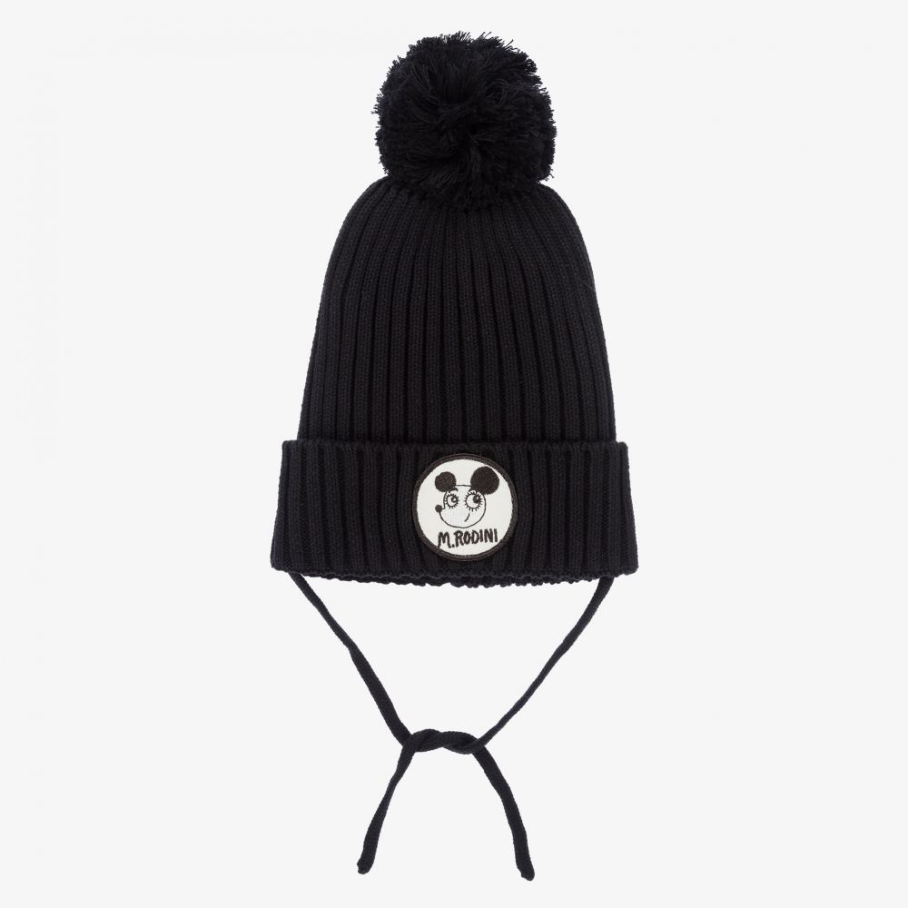 Mini Rodini-Черная шапка с помпоном | Childrensalon Outlet
