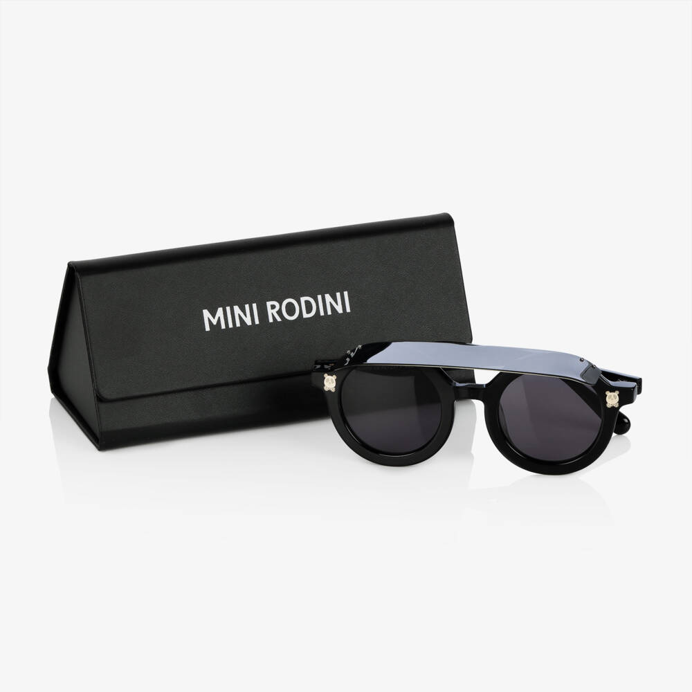 Mini Rodini-Black Round Visor Sunglasses | Childrensalon Outlet