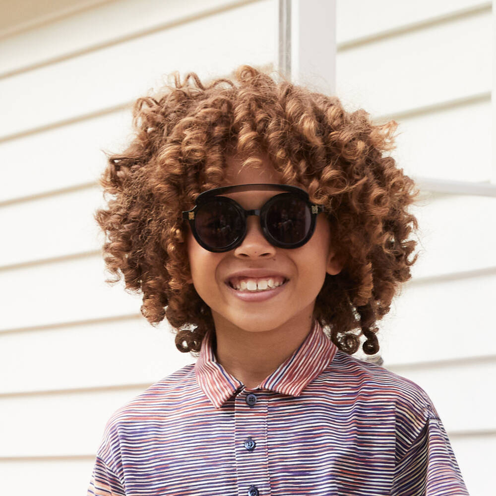 Mini Rodini-Black Round Visor Sunglasses | Childrensalon Outlet