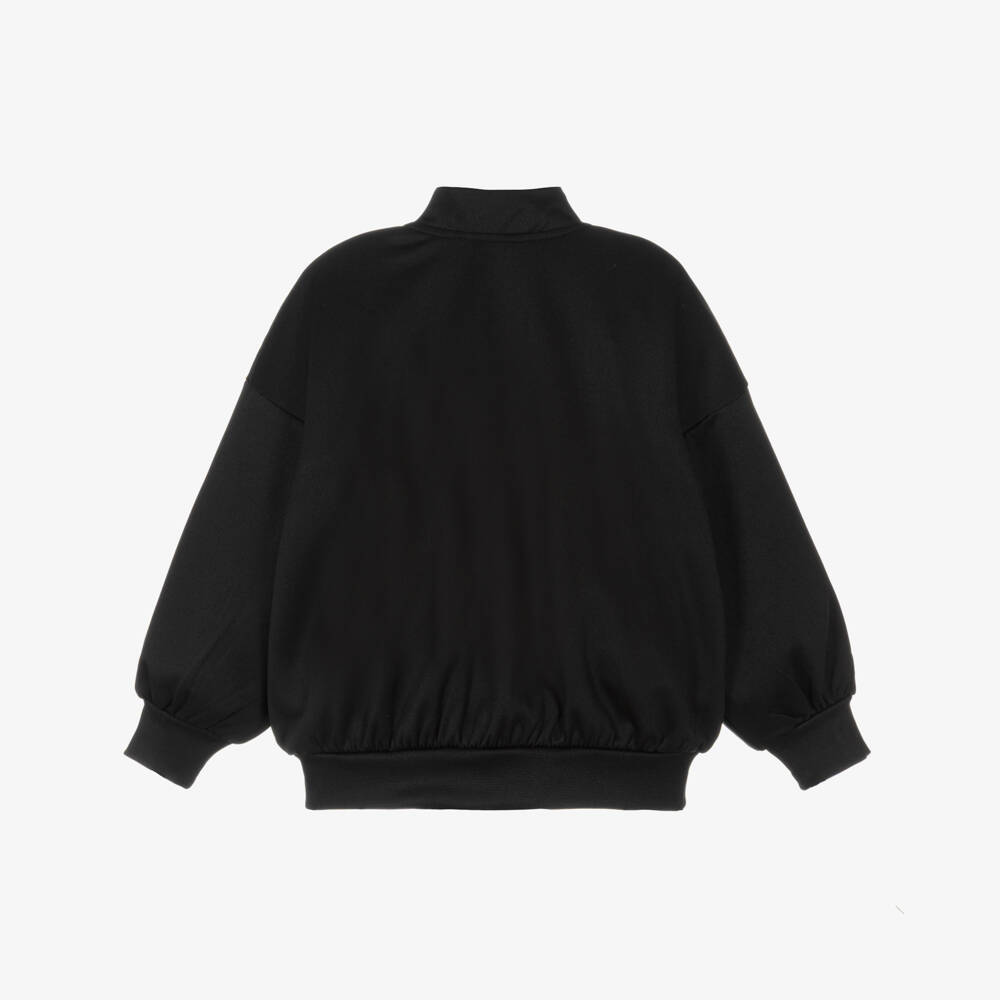Mini Rodini-Black Zip-Up Top with Ritzratz Logo Patch | Childrensalon Outlet