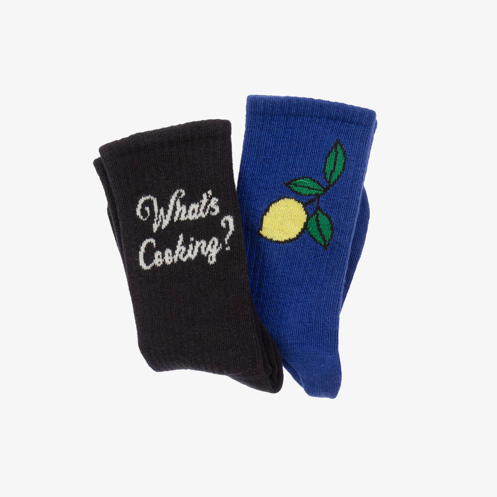 Mini Rodini-Синие и черные носки из органического хлопка (2пары) | Childrensalon Outlet