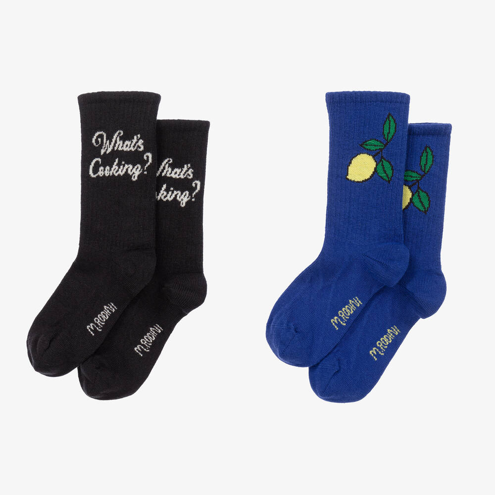 Mini Rodini-Синие и черные носки из органического хлопка (2пары) | Childrensalon Outlet
