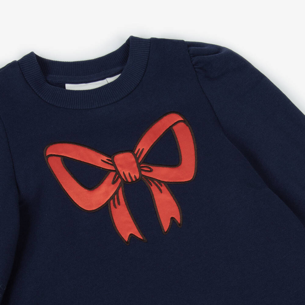 Mini Rodini-Blue Bow Organic Cotton Dress | Childrensalon Outlet