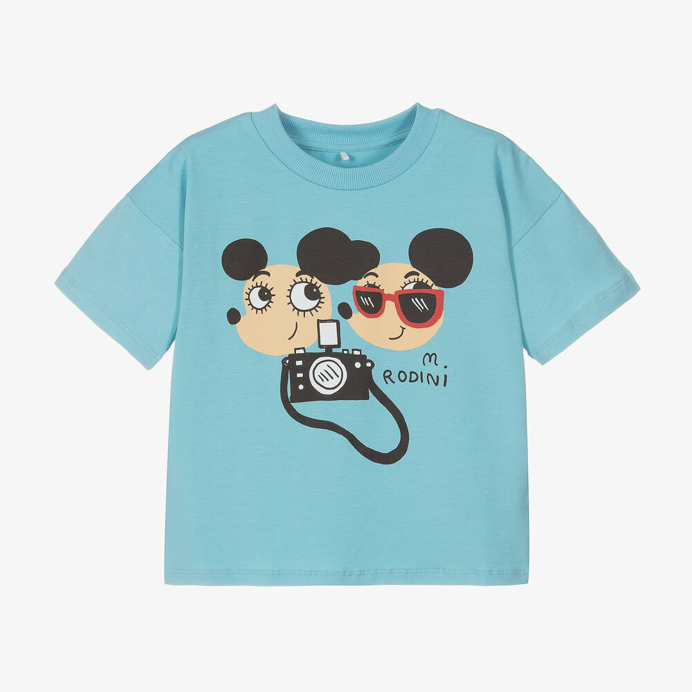 Mini Rodini - Blue Cotton Ritzratz T-Shirt | Childrensalon