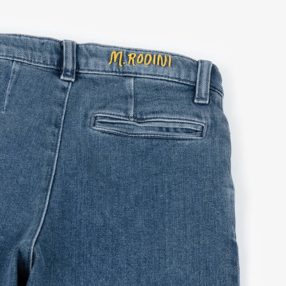 Mini Rodini-Blue Denim Chinos with Turn-Up Cuffs | Childrensalon Outlet
