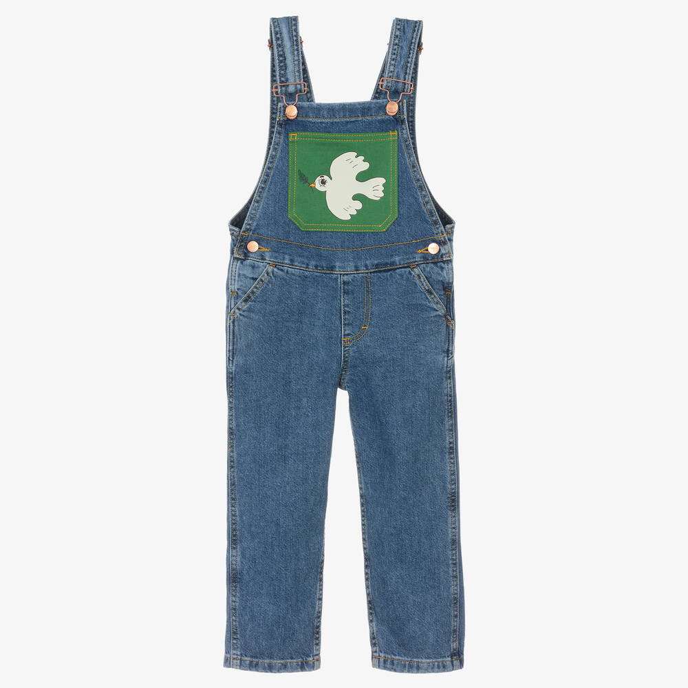 Mini Rodini - Blue Denim Dove Dungarees | Childrensalon