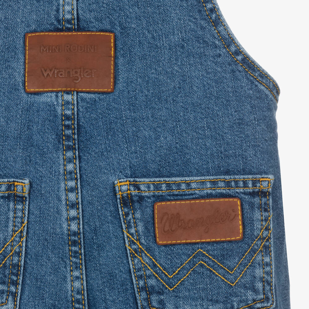 Mini Rodini x Wrangler Peace Dove denim dungaree - Blue