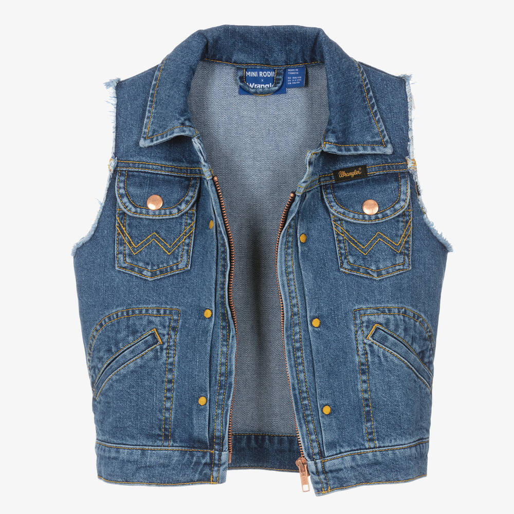 Mini Rodini-Синий джинсовый жилет с голубем | Childrensalon Outlet