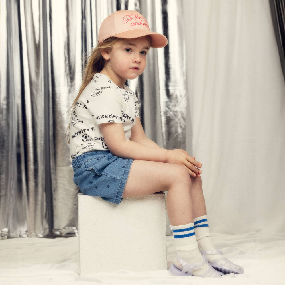 Mini Rodini-Blue Denim Polka Dot Shorts with Embroidered Dog Motif | Childrensalon Outlet