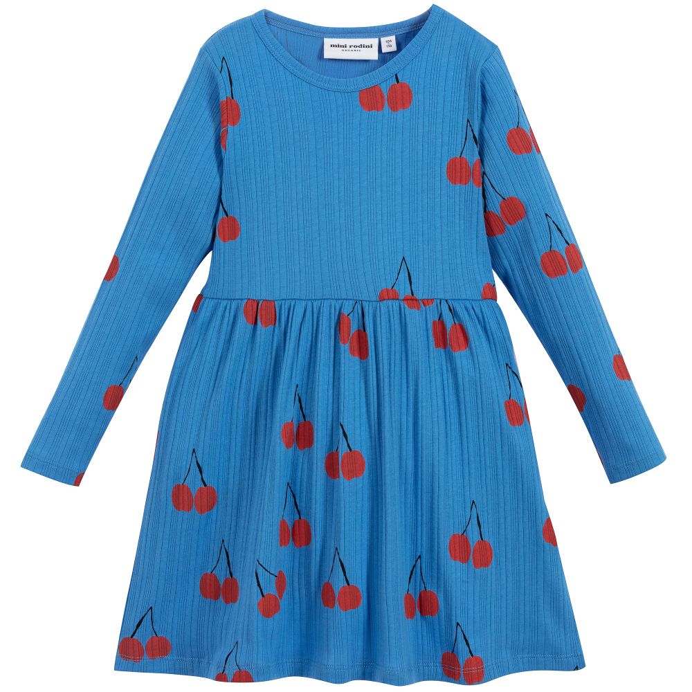 Mini Rodini - Blue Organic Cotton Dress | Childrensalon
