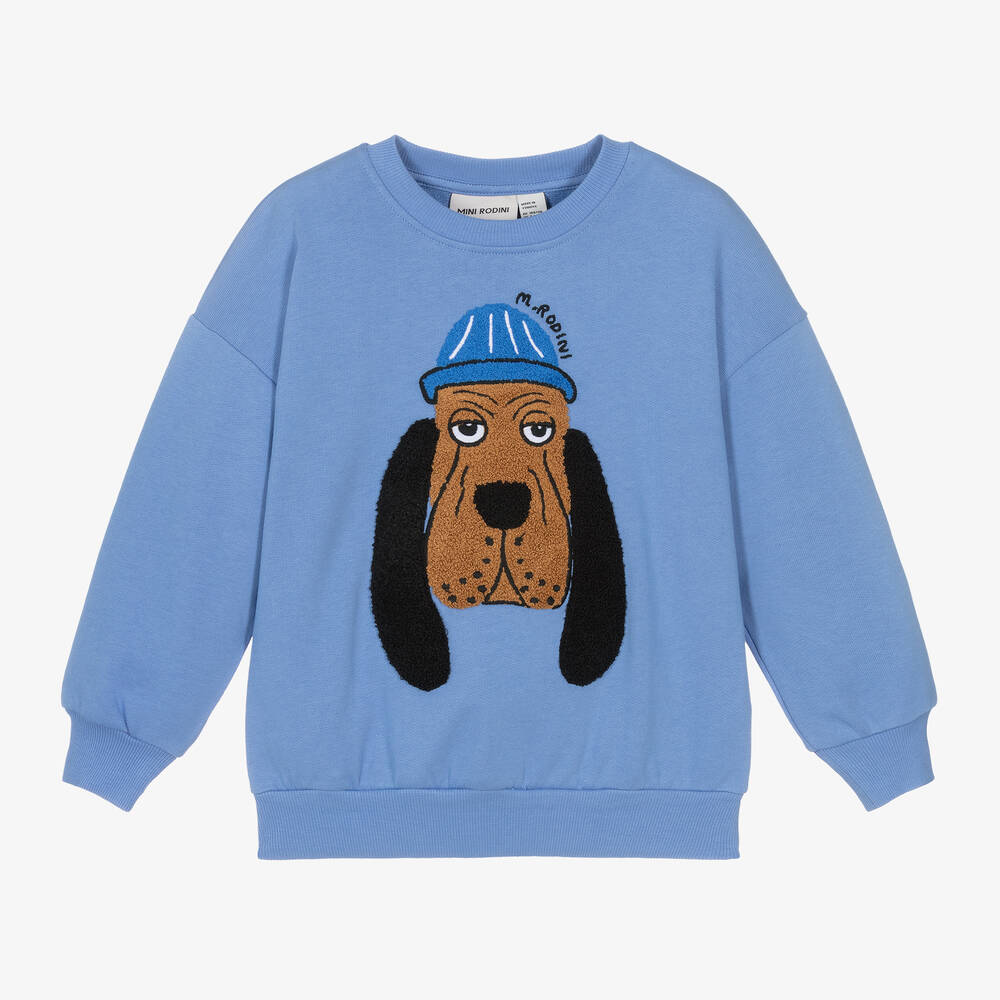 Mini Rodini - Blue Organic Cotton Hound Dog Sweatshirt