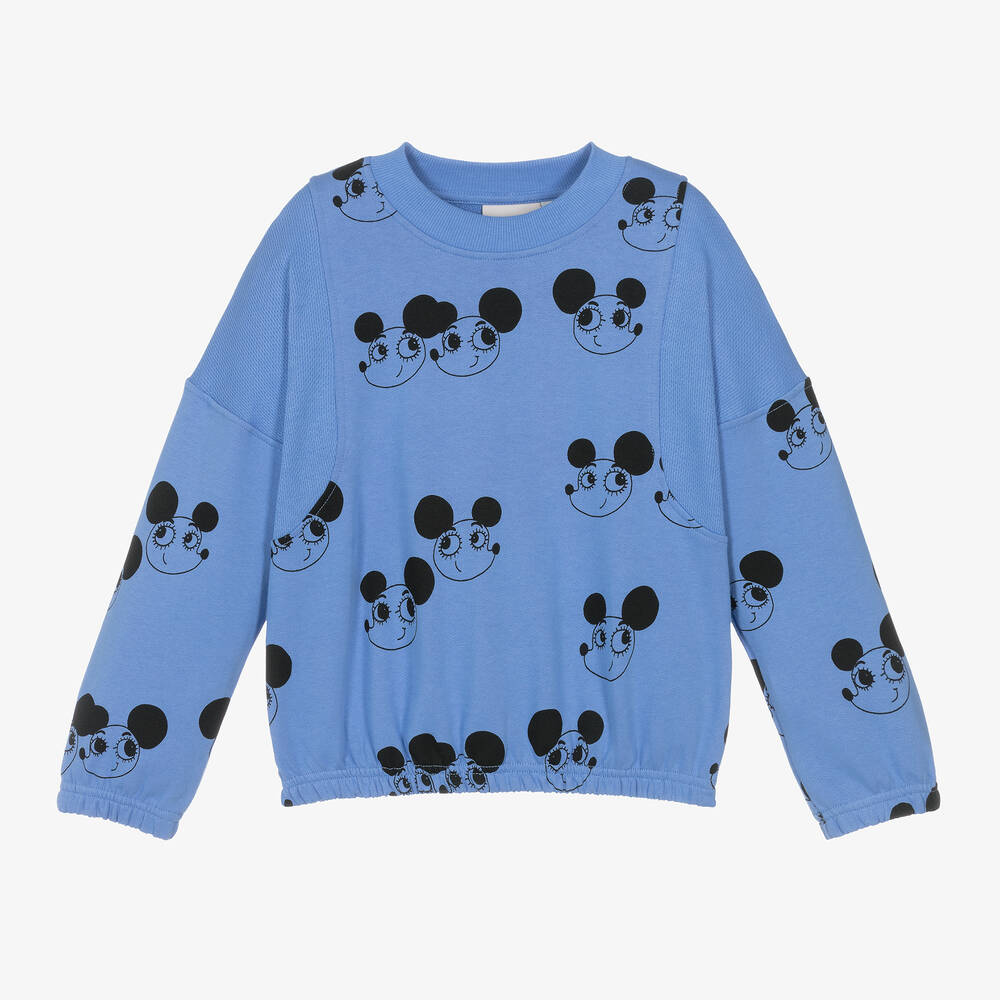 Mini Rodini-Blue Organic Cotton Ritzratz Sweatshirt | Childrensalon Outlet