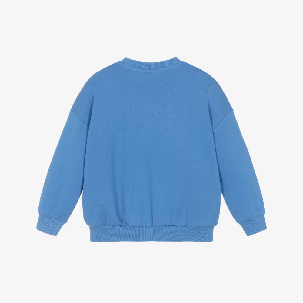 Mini Rodini-Blue Organic Cotton Sweatshirt with Dog Motif | Childrensalon Outlet