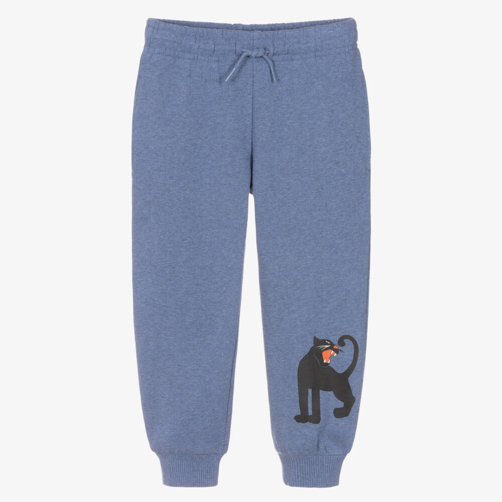 Mini Rodini-Blue Panther Print Organic Cotton Joggers | Childrensalon Outlet