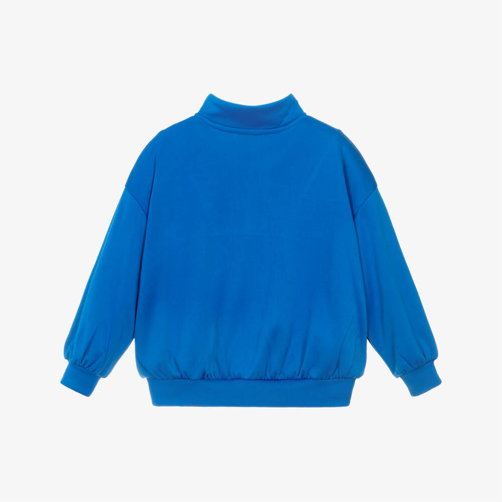 Mini Rodini-Blue Quarter-Zip Sweatshirt with Ritzratz Patch | Childrensalon Outlet