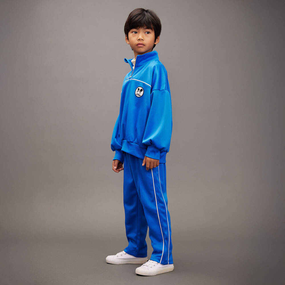Mini Rodini-Blue Quarter-Zip Sweatshirt with Ritzratz Patch | Childrensalon Outlet