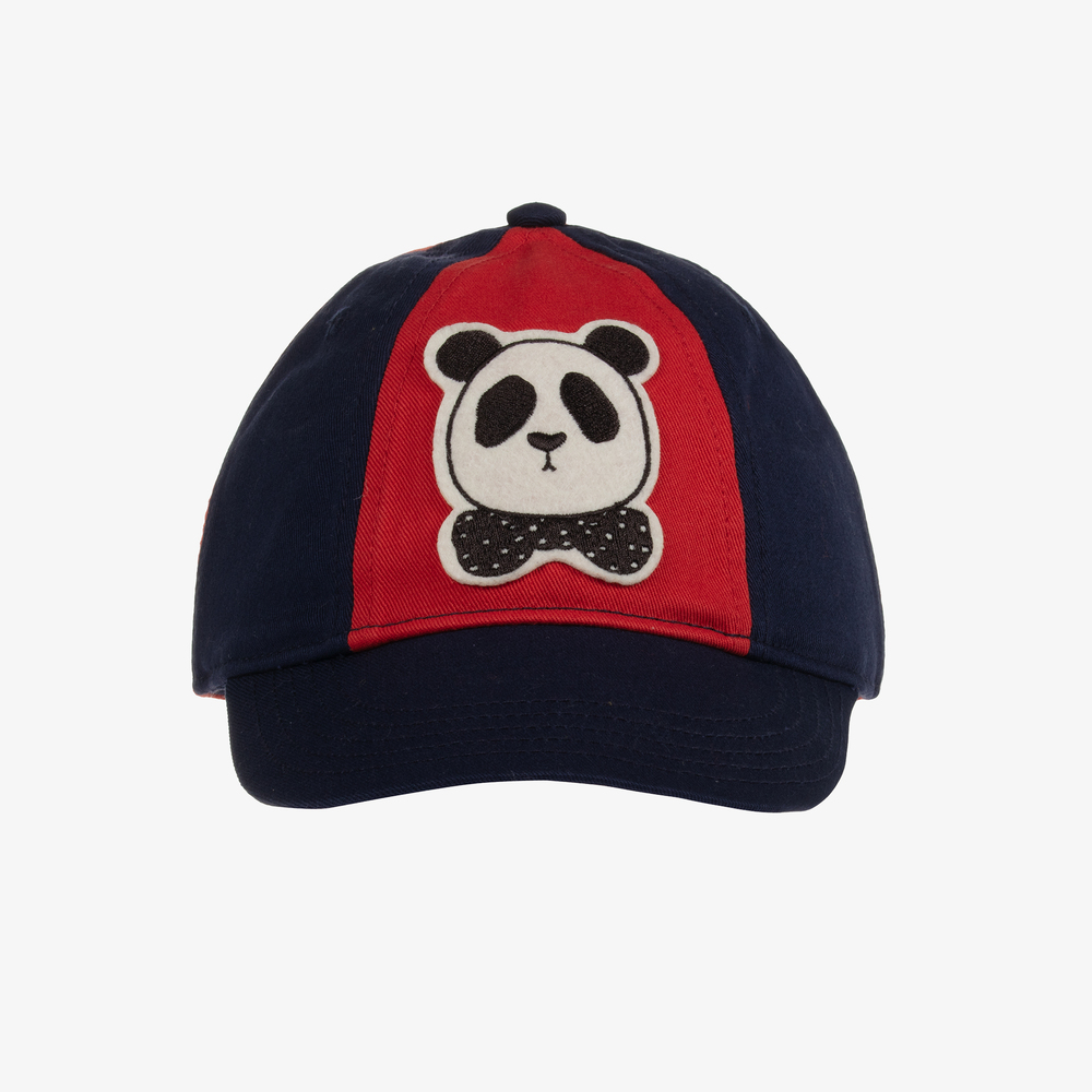 Mini Rodini-Сине-красная хлопковая бейсболка с пандой | Childrensalon Outlet