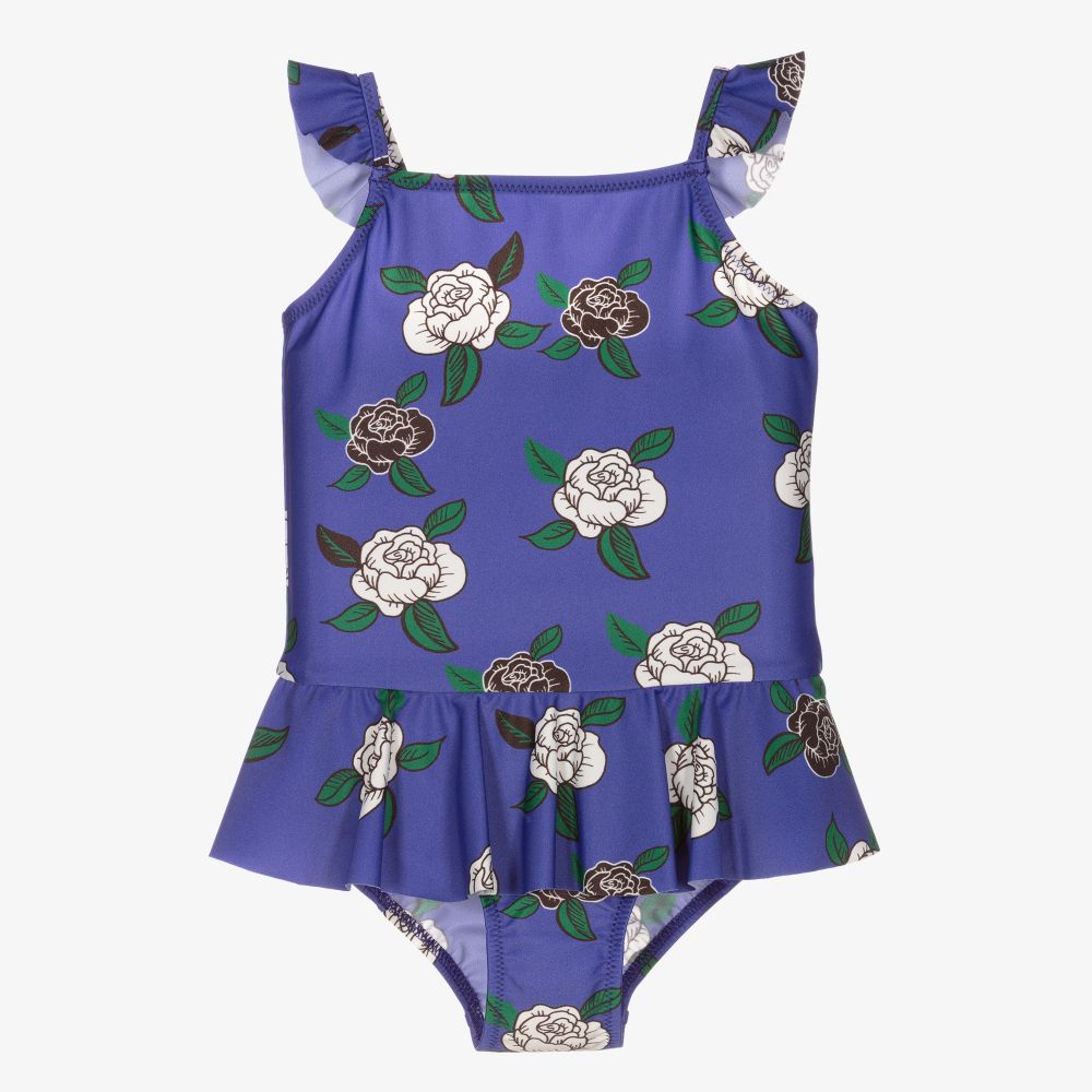 Mini Rodini - Blue Roses Swimsuit (UPF50+) | Childrensalon