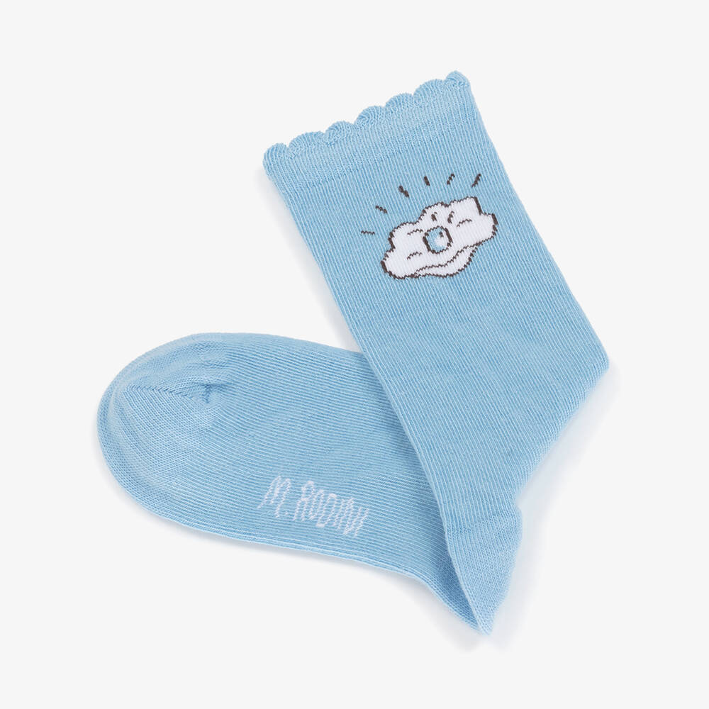 Mini Rodini-Голубые и белые носки из органического хлопка (2пары) | Childrensalon Outlet