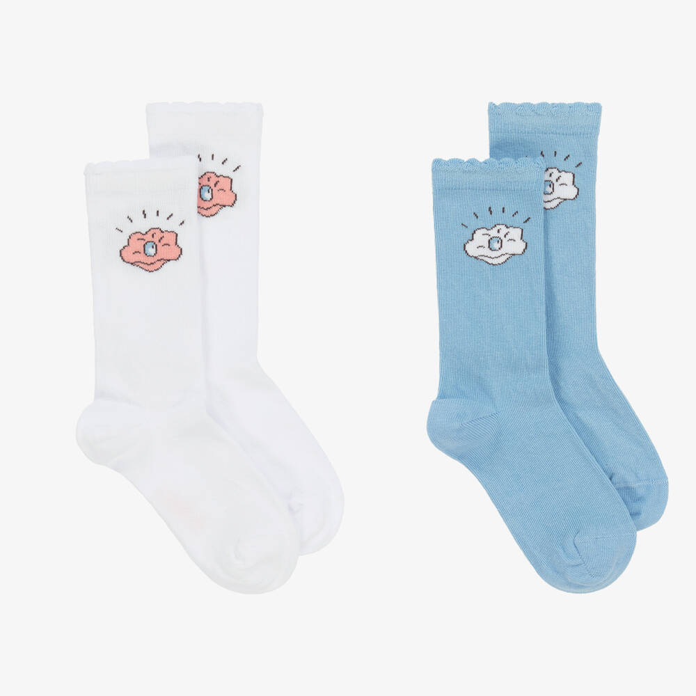 Mini Rodini - Biobaumwoll-Socken blau/weiß 2er-P. | Childrensalon