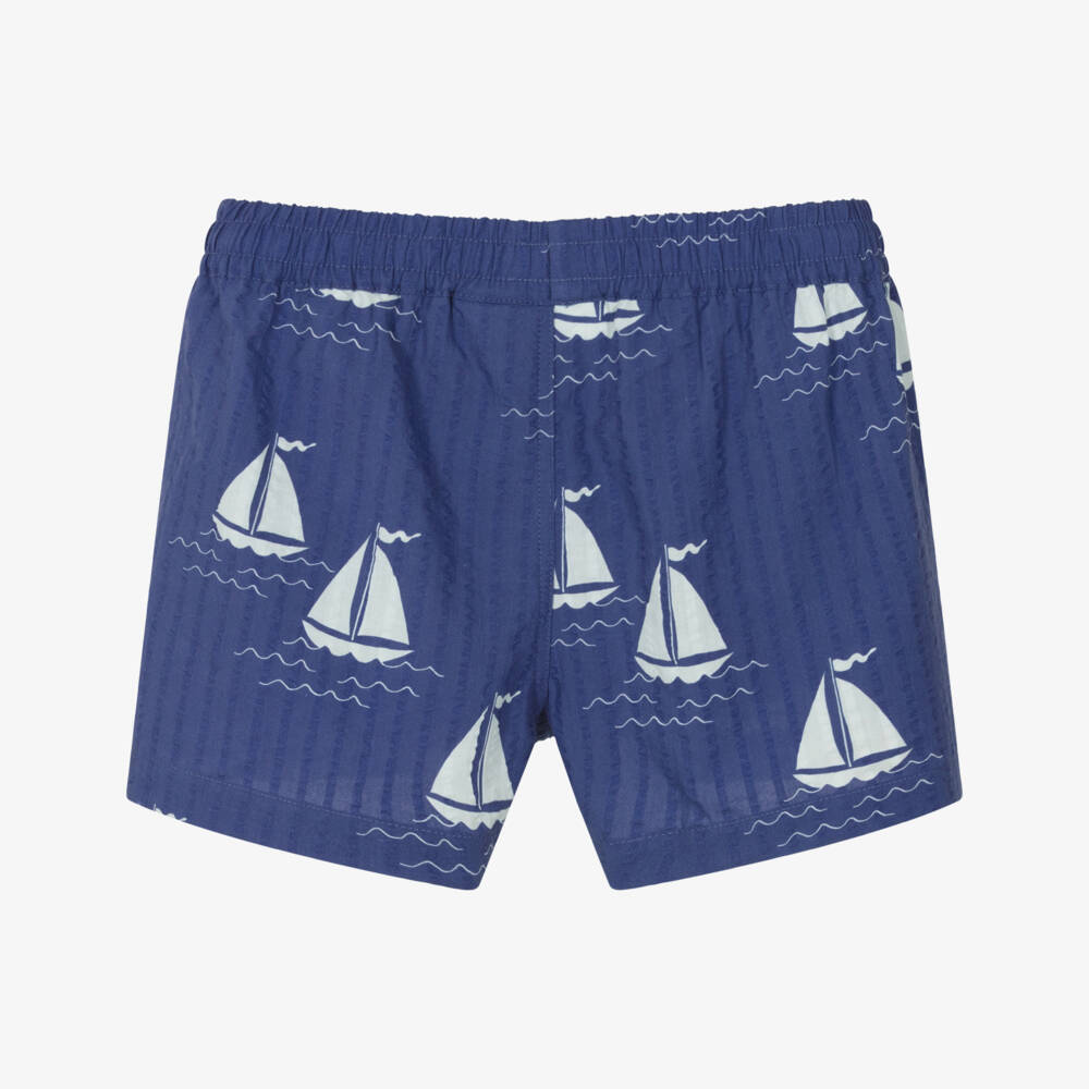 Mini Rodini-Boys Azure Seersucker Sailing Shorts | Childrensalon Outlet