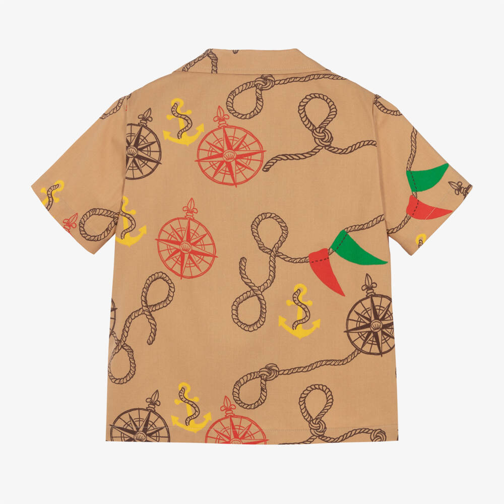Mini Rodini-Boys Beige Organic Nautical Top | Childrensalon Outlet