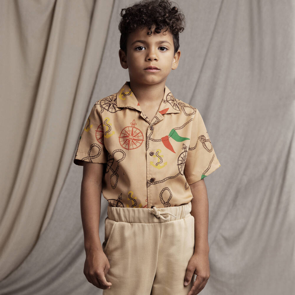 Mini Rodini-Boys Beige Organic Nautical Top | Childrensalon Outlet