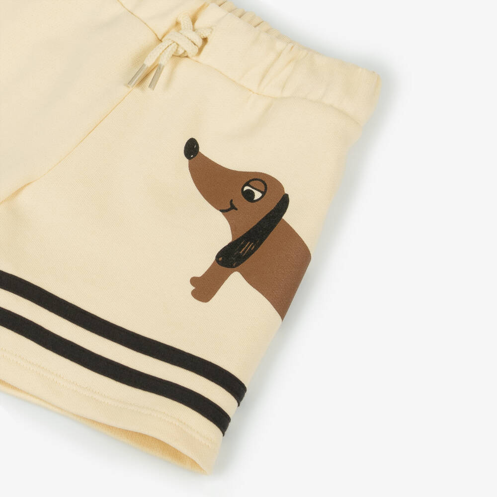 Mini Rodini-Boys Beige Pup Print Cotton Shorts | Childrensalon Outlet
