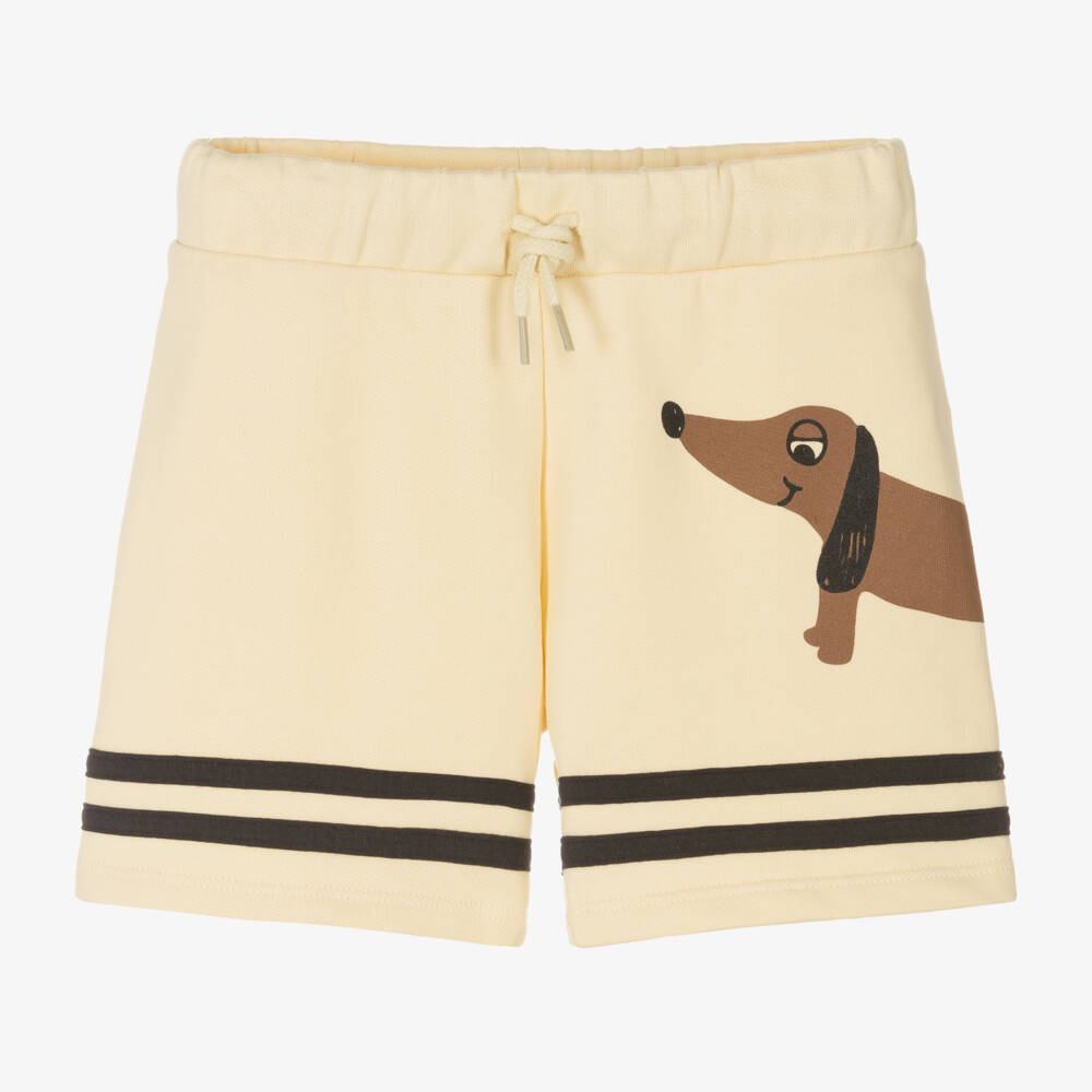 Mini Rodini-Boys Beige Pup Print Cotton Shorts | Childrensalon Outlet
