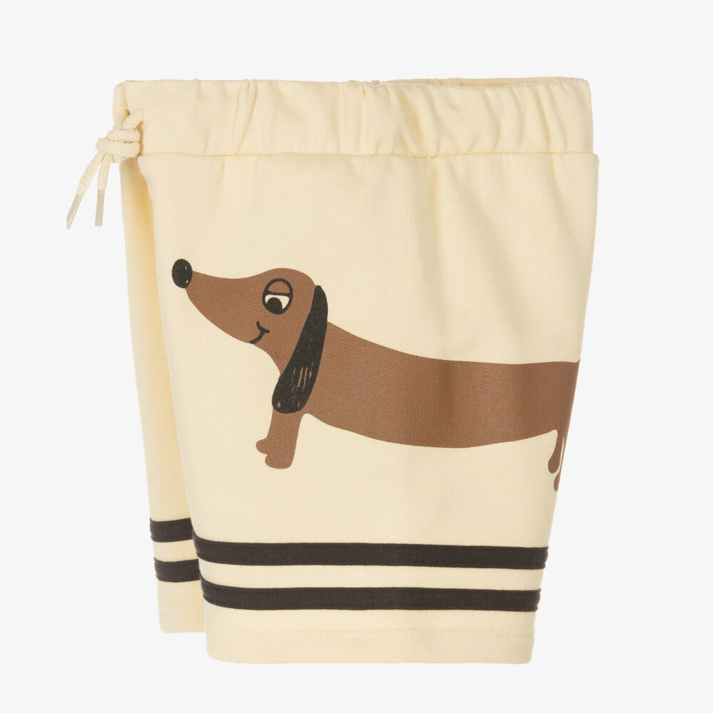 Mini Rodini-Boys Beige Pup Print Cotton Shorts | Childrensalon Outlet