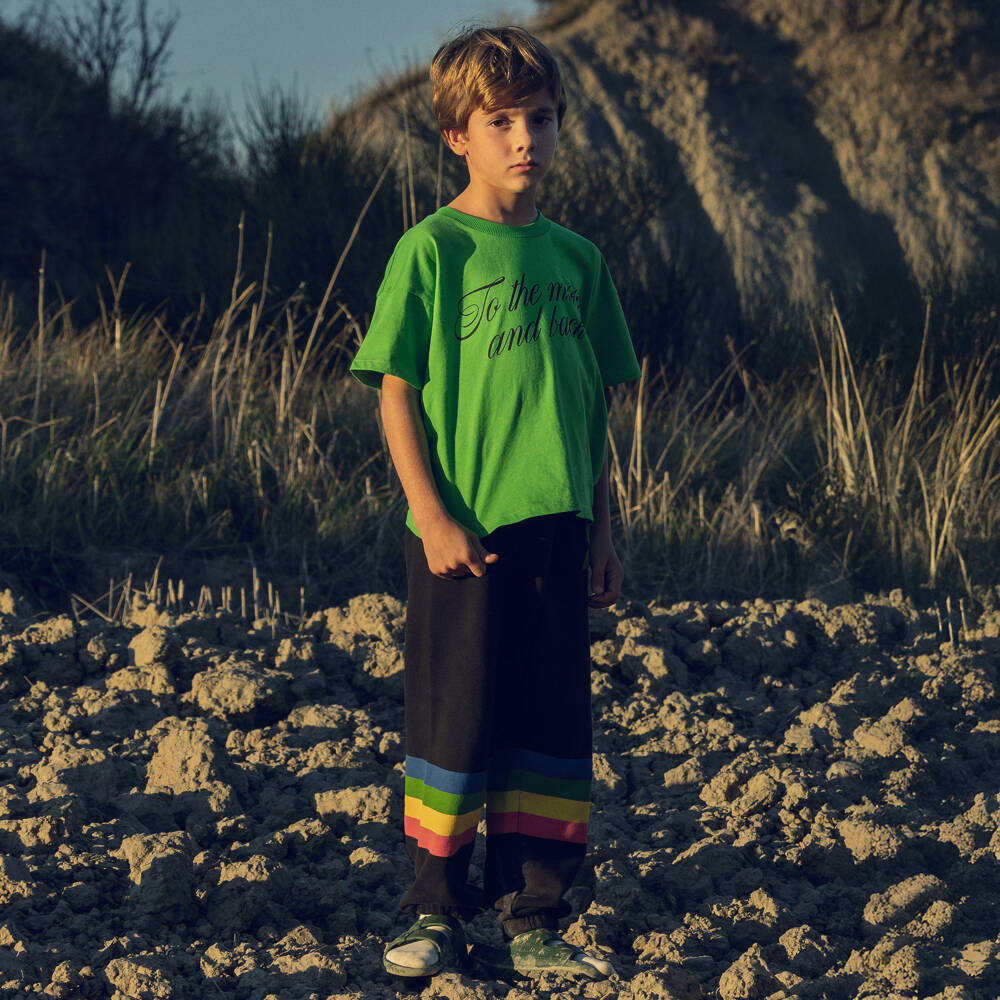 Mini Rodini-Boys Black Organic Cotton Alien & Rainbow Print Joggers | Childrensalon Outlet
