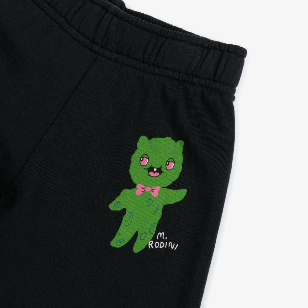 Mini Rodini-Boys Black Organic Cotton Alien & Rainbow Print Joggers | Childrensalon Outlet