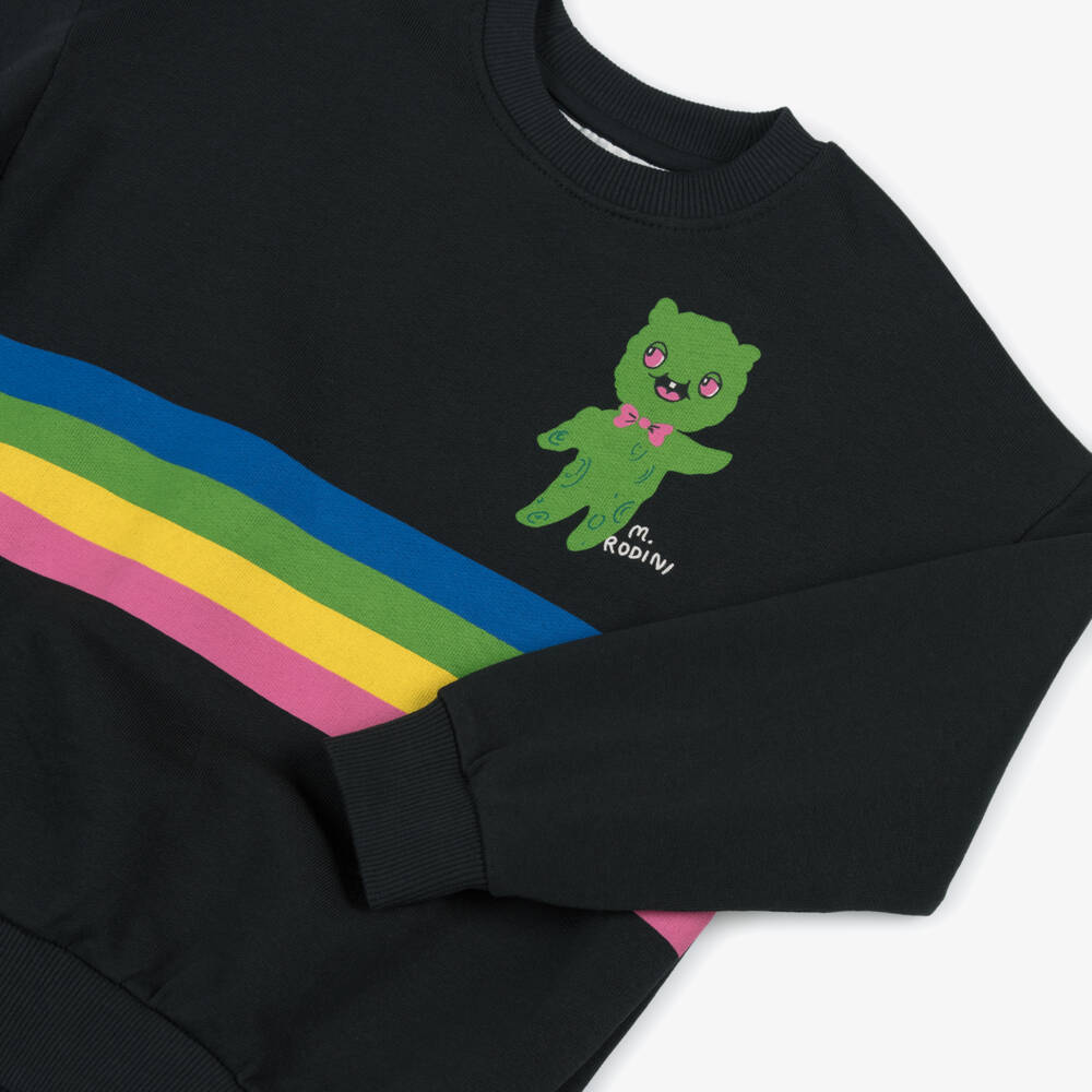 Mini Rodini-Boys Black Organic Cotton Alien & Rainbow Print Sweatshirt | Childrensalon Outlet
