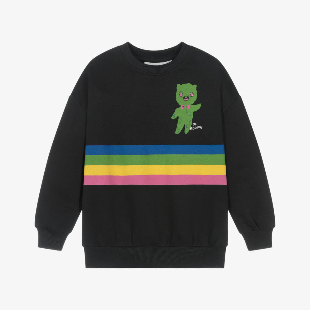 Mini Rodini-Boys Black Organic Cotton Alien & Rainbow Print Sweatshirt | Childrensalon Outlet